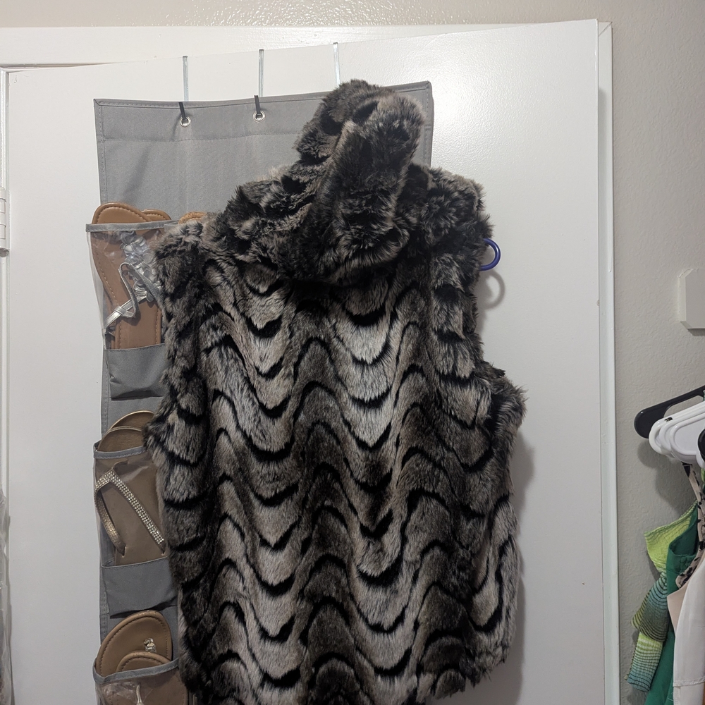 Faux Fur Vest with Hood